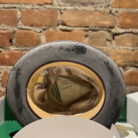 Nick Fouquet Distressed Velour Fedora — Grey - Picture 6 of 12